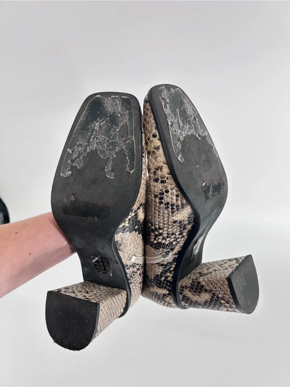 Free People Cecile Snakeskin Block Heel Ankle Boots - UK‎ 37